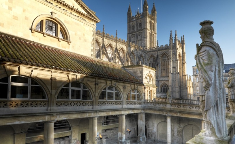 View of Bath Abbey from the Roman Baths